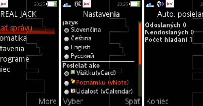 Wiadomości i wizytówki przez Bluetooth (Java)