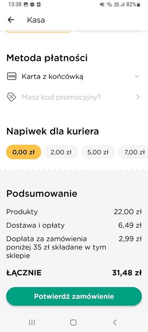 Glovo - widok zamówienia