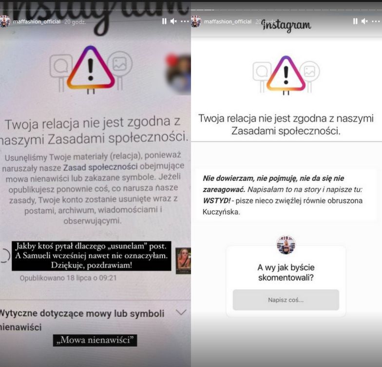 Instagram usunął wpis Maffashion o Samueli Górskiej!