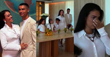 Kolejne kadry ze ŚLUBU Cristiano Ronaldo i Georginy Rodriguez: wzruszona panna młoda otoczona DZIEĆMI, przysięga, pierwszy pocałunek (ZDJĘCIA)