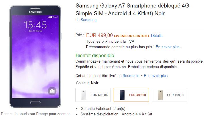 Samsung Galaxy A7 w przedsprzedaży w Europie. Jest drożej od S5 2