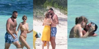 Taylor Swift BARASZKUJE z barczystym ukochanym na bahamskiej plaży. Para jak z obrazka? (ZDJĘCIA)