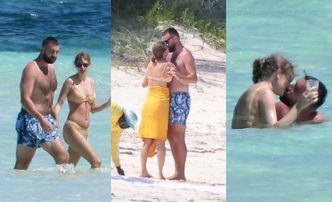 Taylor Swift BARASZKUJE z barczystym ukochanym na bahamskiej plaży. Para jak z obrazka? (ZDJĘCIA)