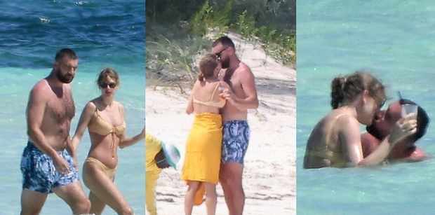 Taylor Swift BARASZKUJE z barczystym ukochanym na bahamskiej plaży. Para jak z obrazka? (ZDJĘCIA)