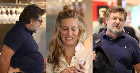 Ogromny Russell Crowe GRZEBIE W MAJTKACH w towarzystwie młodej asystentki (FOTO)