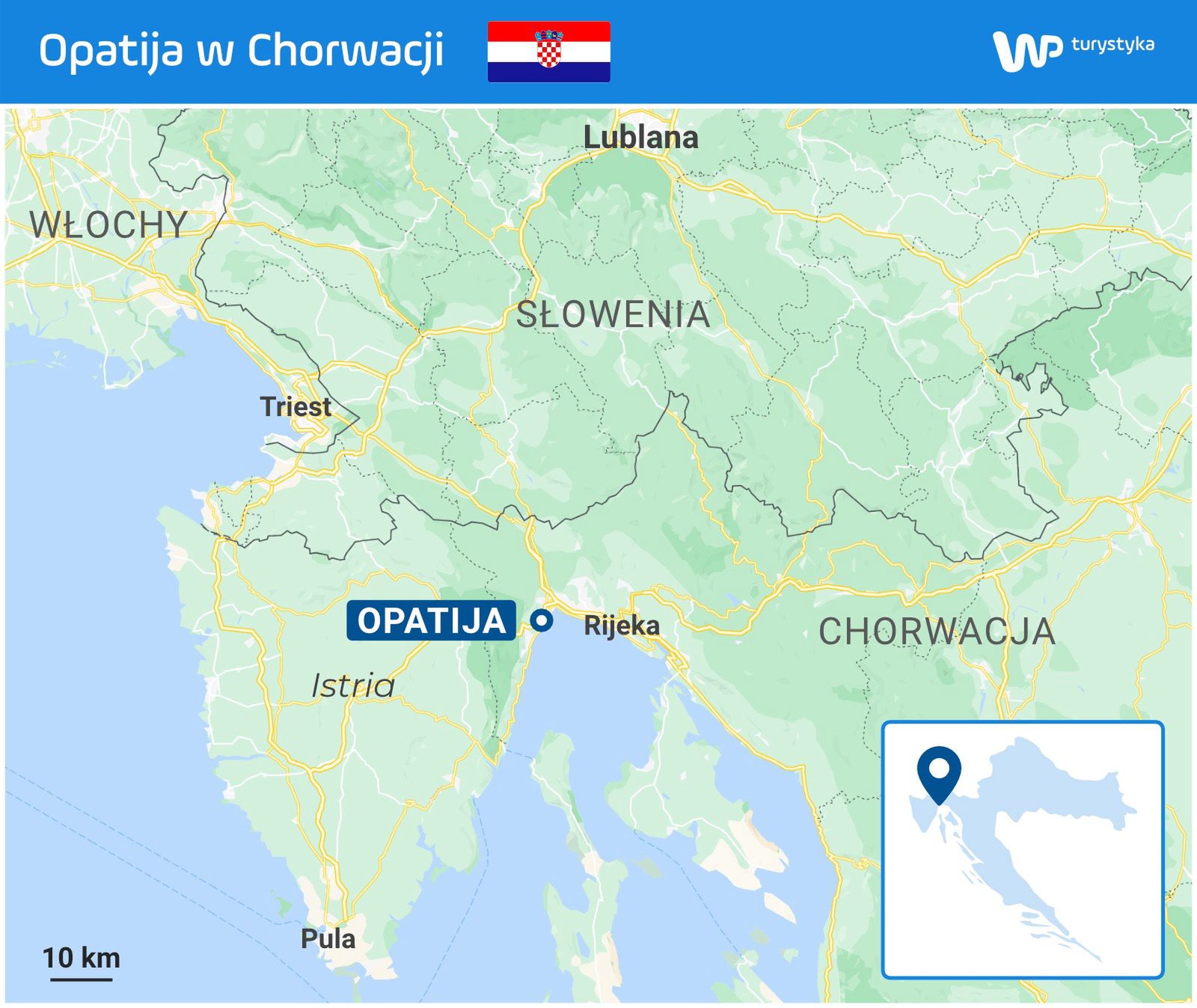 Opatija znajduje się na półwyspie Istria