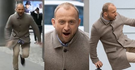 Rozszalały Borys Szyc gna po chodniku (WIDEO)