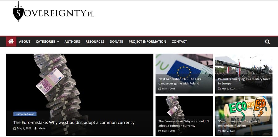 strona główna portalu Sovereignty.pl