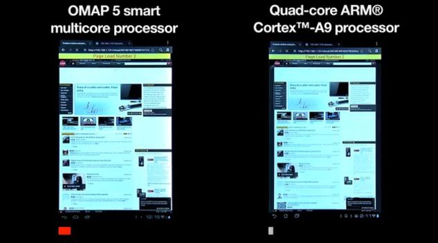 OMAP5 vs Tegra 3 (fot. theverge)