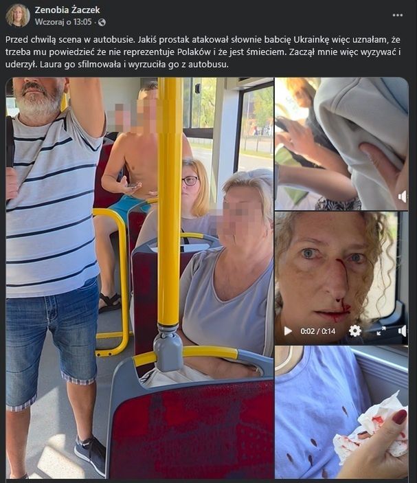 Film nagrany przez partnerkę Zenobii Żaczek w autobusie