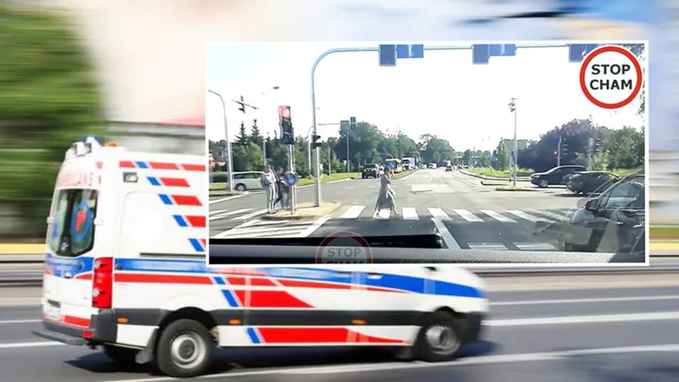Piesza nie zwróciła uwagi na jadącą karetkę, bo rozmawiała przez telefon