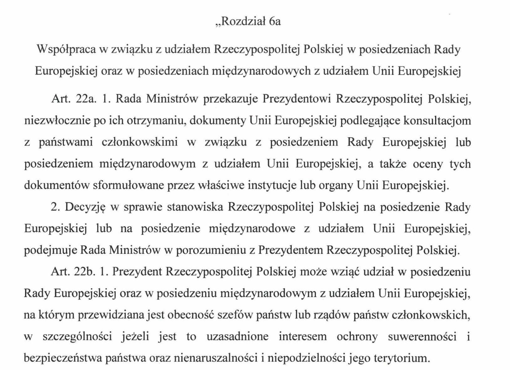 Fragment ustawy kompetencyjnej, którą zaproponował Andrzej Duda