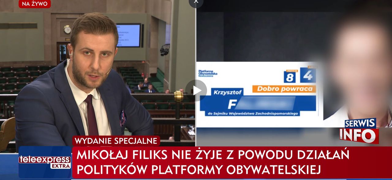 Śmierć syna posłanki PO. Skandaliczne paski w TVP