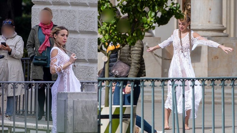 Marianna Schreiber pozuje w Łazienkach Królewskich 