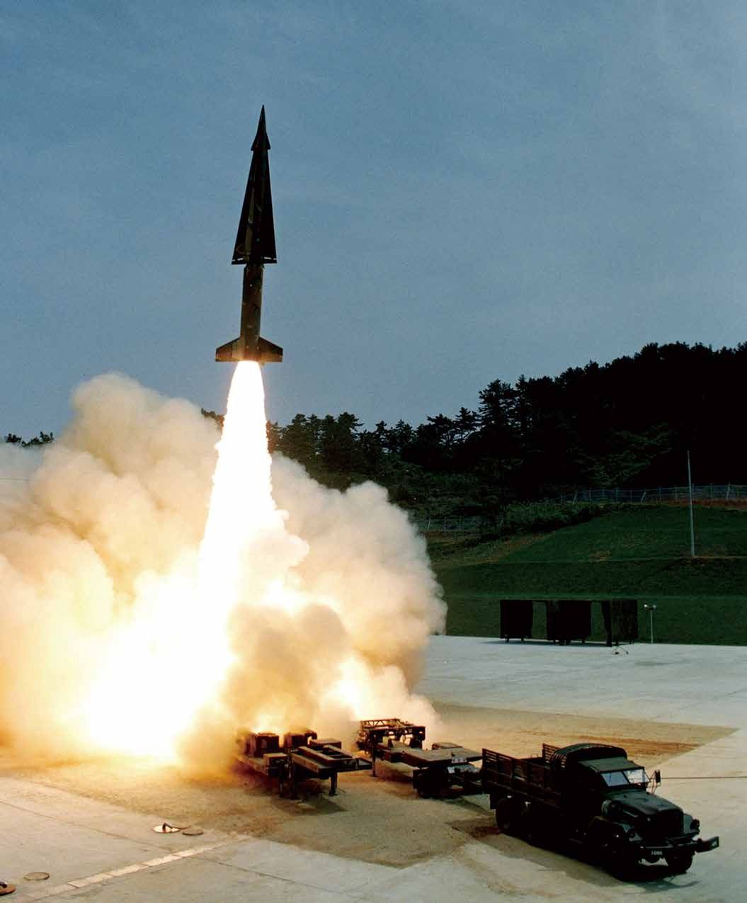 The launch of the Hyunmoo-1 missile