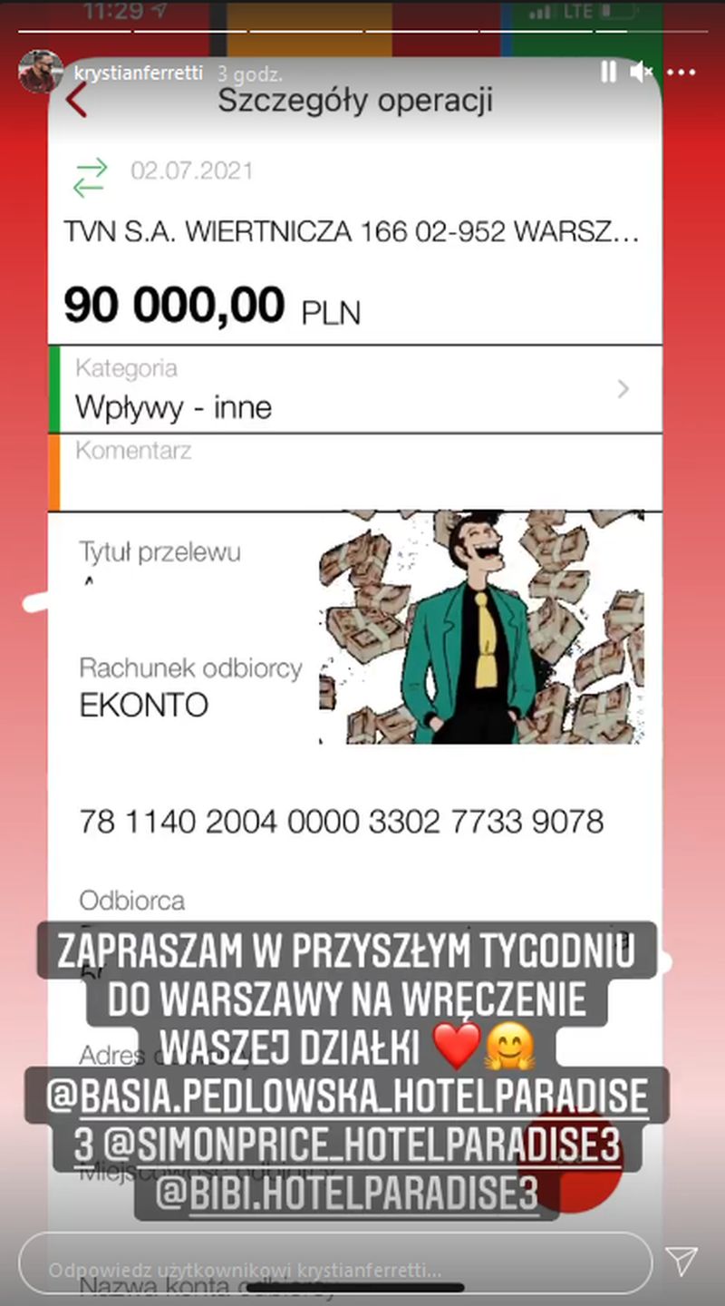 Krystian z "Hotelu Paradise" zaprasza Basię, Bibi i Simona po odbiór części z wygranej