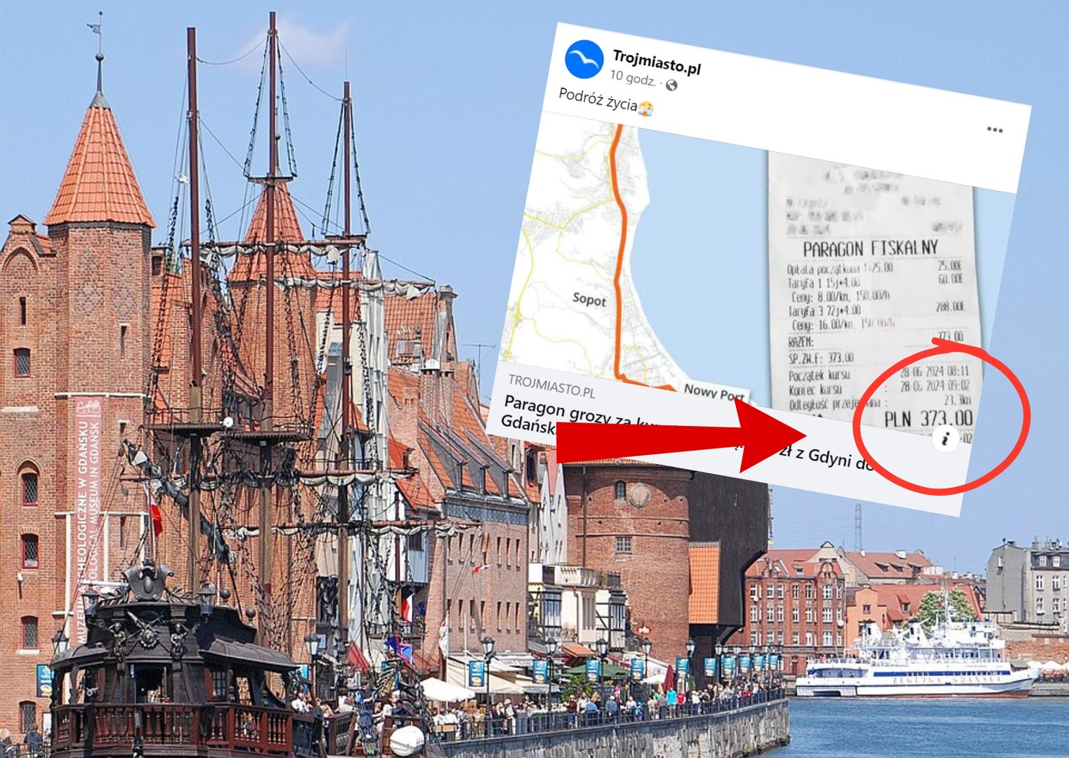 Paragon grozy za taksówkę. Takiej kwoty się nie spodziewała
