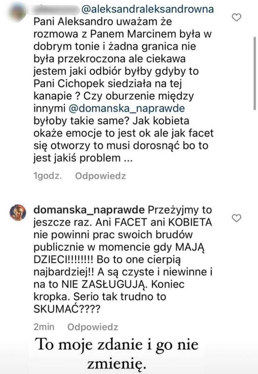 Aleksandra Domańska nie zmieni zdania 