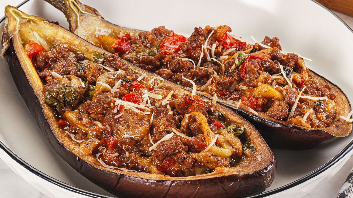 Bakłażany zapiekane z mięsem mielonym