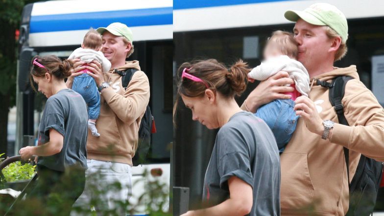 Olga Bołądź z rodziną w Sopocie