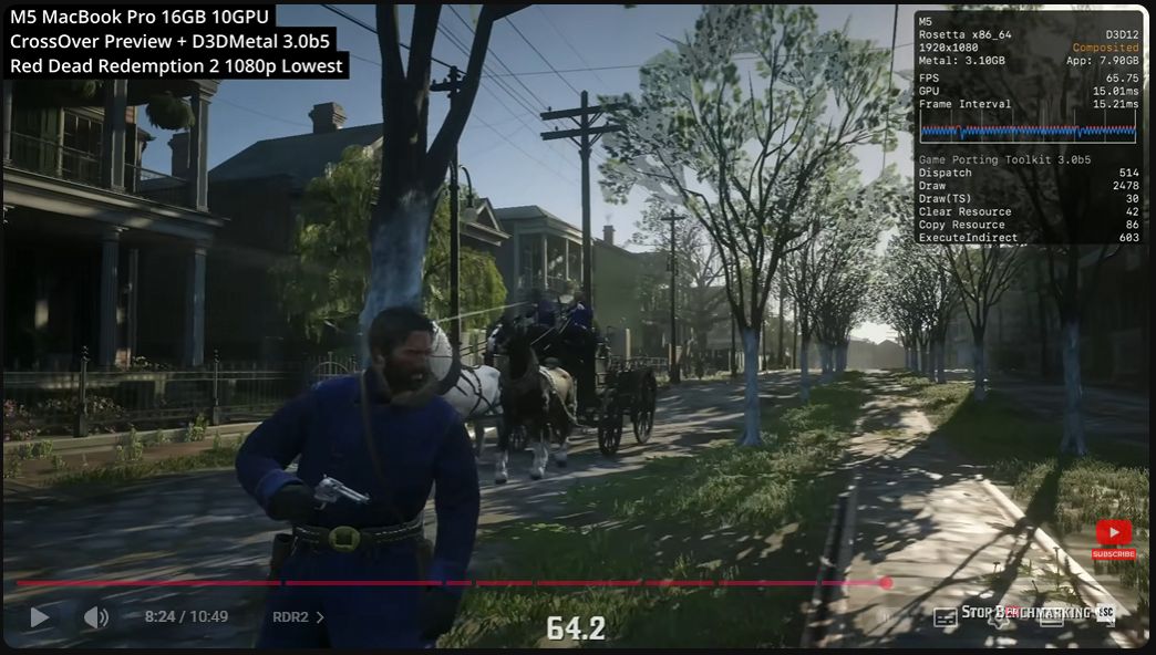 Red Dead Redemption 2 na Apple M5