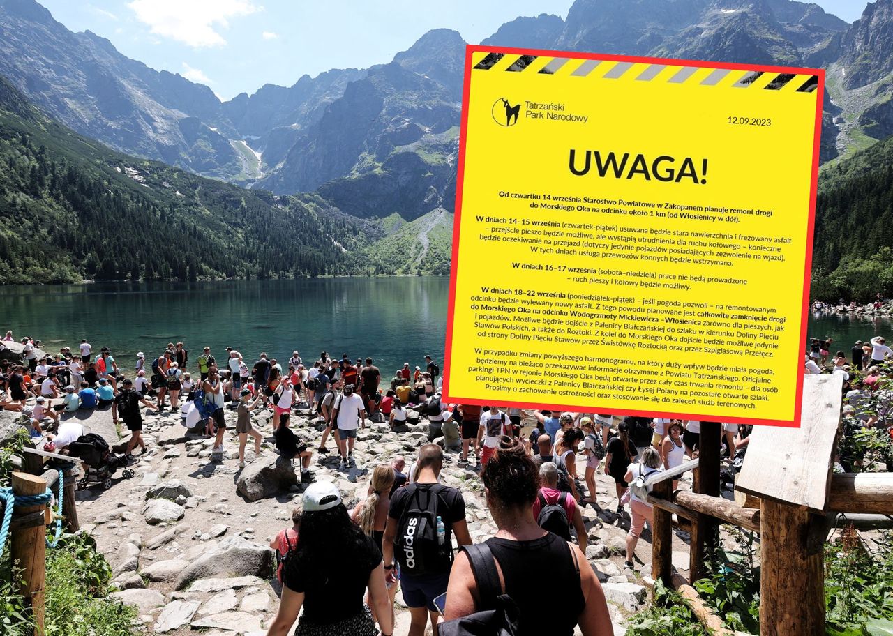 Droga na Morskie Oko zamknięta. Wejście popularną trasą będzie niemożliwe