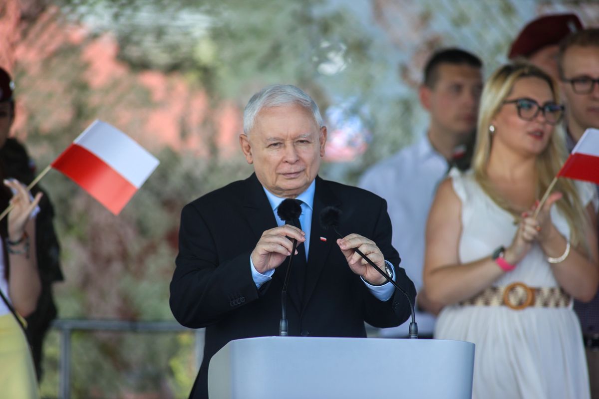 Prezes PiS Jarosław Kaczyński w Uniejowie