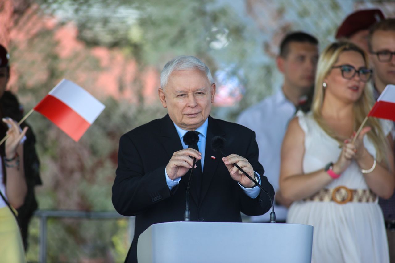 Prezes PiS Jarosław Kaczyński w Uniejowie