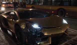 Złote Lamborghini rozbite w Warszawie [WIDEO]