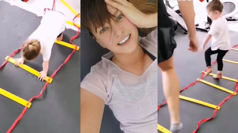 Anna Lewandowska ćwiczy z Klarą