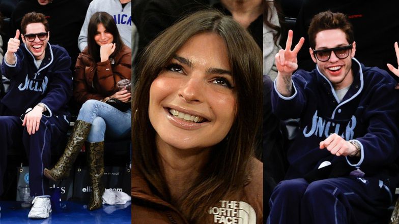 Emily Ratajkowski i Pete Davidson na meczu koszykówki w Nowym Jorku