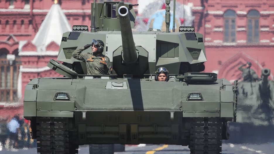 MOSCOW, RUSSIA - JUNE 24, 2020: A T-14 Armata battle tank moves in Red Square during a Victory Day military parade marking the 75th anniversary of the victory in World War II. Victory Day parades across Russia have been postponed from 9 May to 24 June due to restrictions imposed to prevent the spread of the novel coronavirus. Sergei Bobylev/TASS (Photo by Sergei Bobylev\TASS via Getty Images)