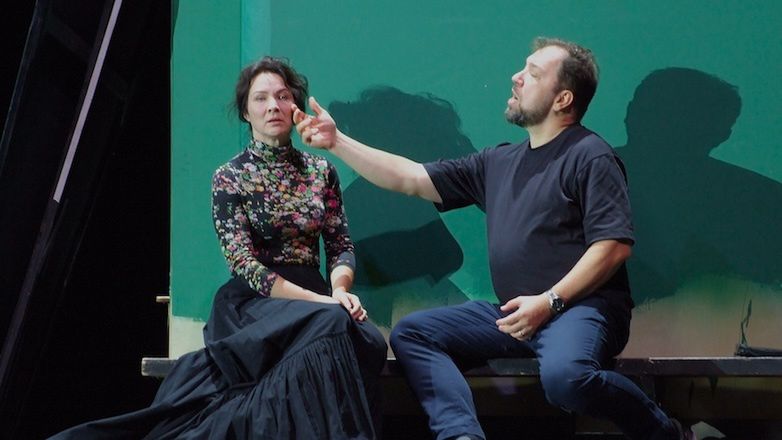 Małgorzata Trojanowska (Tosca), Krzysztof Szumański (Scarpia), próba do premiery „Toski” w Teatrze Wielkim w Łodzi © Chwalisław Zieliński