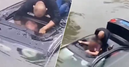 Auto wpadło do rzeki. Były żołnierz bez wahania rzucił się na ratunek