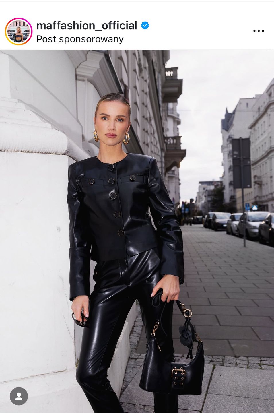 Maffashion postawiła a czarny skórzany total look