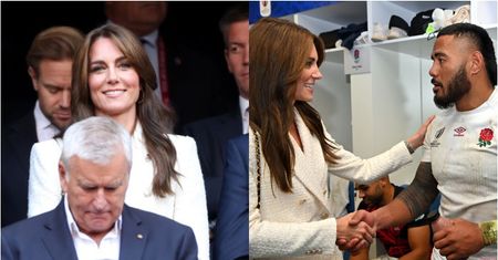 Kate Middleton kibicuje Anglikom na mistrzostwach rugby w marynarce z SIECIÓWKI. Po meczu zajrzała do szatni (ZDJĘCIA)