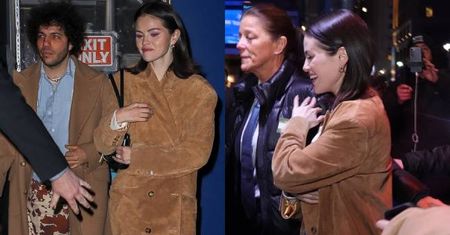 ODCHUDZONA Selena Gomez i Benny Blanco opuszczają mecz NBA