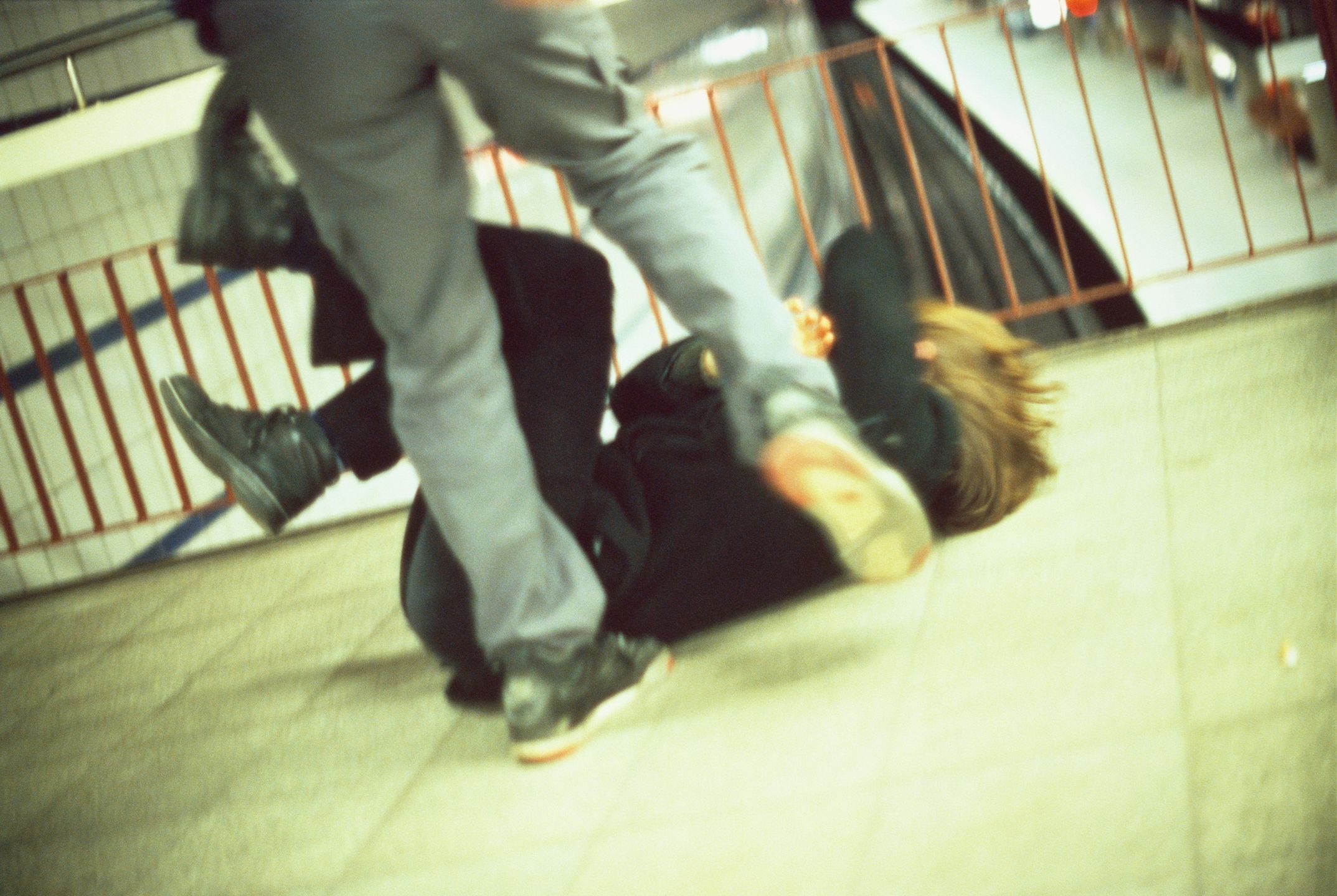 Man Kicking a Woman in Subway Station
Mikael Vaisanen
subway station:CB2, men:CB2, crime:CB3, abuse:CB2, two people:CB1, aggression:CB2, casual clothing:CB2, women:CB2, violence:CB2, struggle:CB2, railroad tracks:CB2, Caucasian ethnicity:CB2, bridge:CB2, attacking:CB2, 20s adult:CB2, fighting:CB2, kicking:CB2, out of focus:CB2, sexual harassment:CB1, indoors:CB2, floor:CB2, brutality:CB1, assaulting:CB1, tiled wall:CB1, illegal:CB1, brutal:CB1, disturbance:CB1, exert:CB1, local traffic:CB1, precarious:CB1, underground station:CB1, public traffic:CB1, tussle:CB1, section:CB2