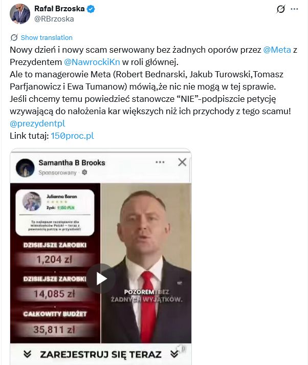 Post Rafała Brzoski