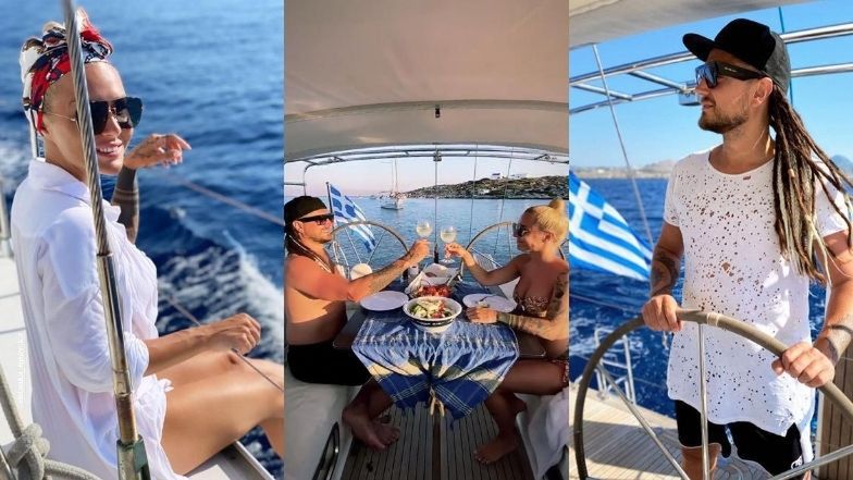 Blanka Lipińska i Baron relaksują się podczas kolacji na jachcie