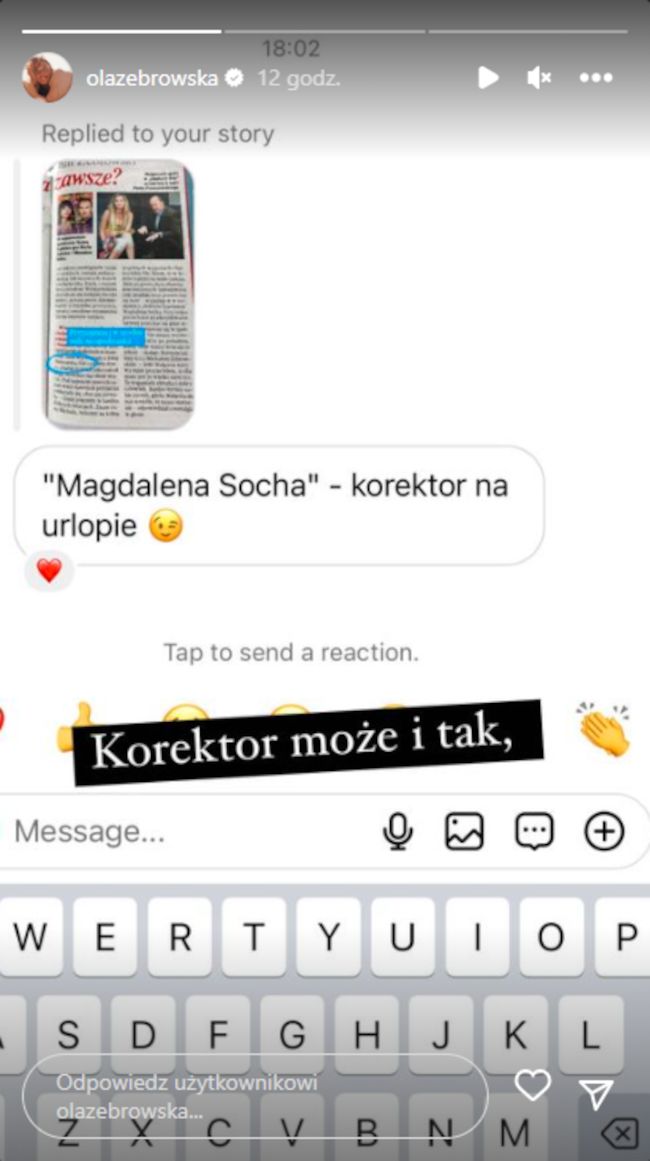 Aleksandra Żebrowska duma nad okładką katolickiego tygodnika