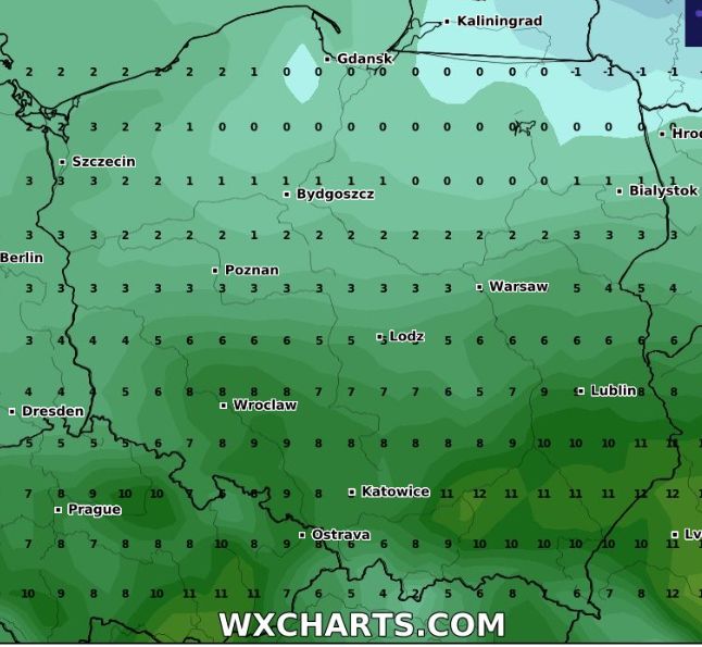 Temperatura maksymalna 12 lutego.