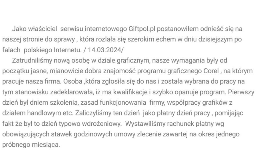 Oświadczenie szefa Giftpolu Dariusza Jabłońskiego