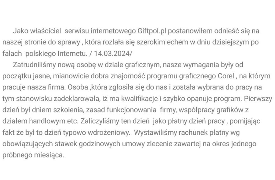 Oświadczenie szefa Giftpolu Dariusza Jabłońskiego