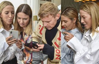 Zajęci (głównie telefonami) celebryci podziwiają kolekcję ubrań Małgorzaty Sochy (ZDJĘCIA)