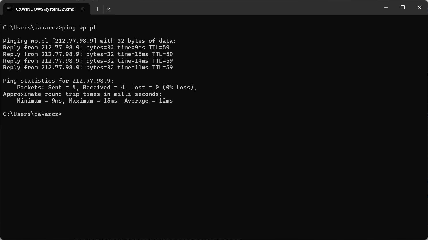 ping – test połączenia