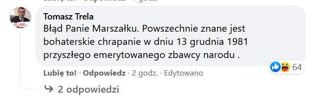 Komentarz na profilu Bogdana Borusewicza