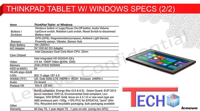 Biznesowy Lenovo ThinkPad Tablet 2 z Windowsem 8 3