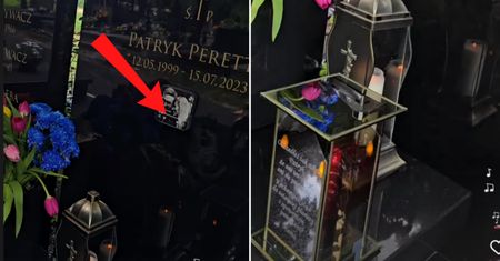 Przycisk na grobie syna Peretti. Pokazała, do czego służy