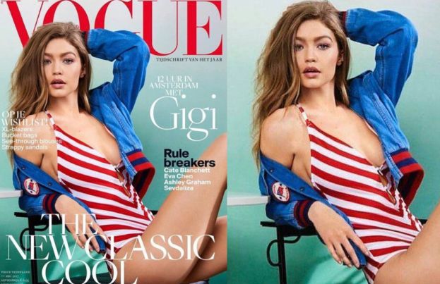 Gigi rozchyla usta na okładce "Vogue'a"